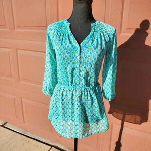Mossimo Supply Co. Tiffany Blue Tunic Blouse Women's Size XS NWOT